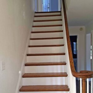 Cleaned wood stairs and Wood Banister